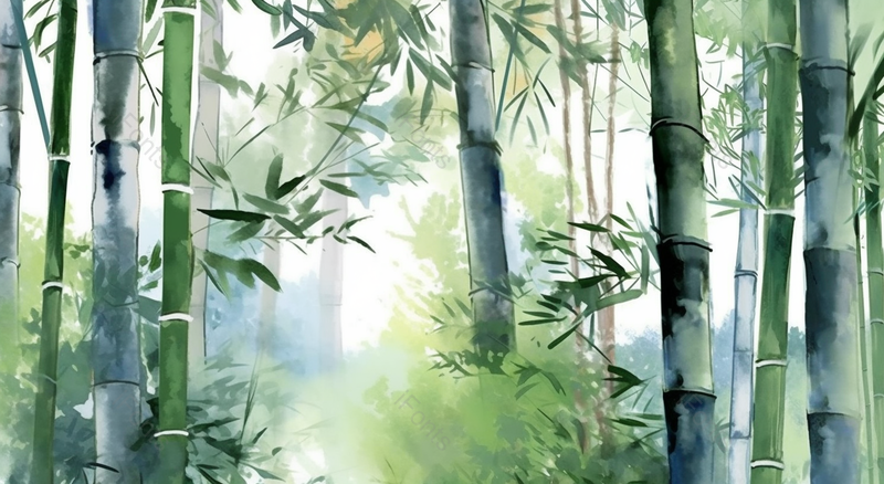 中国风绿色竹林水彩油画,插画/手绘图,插画/手绘图库,插画/手绘图下载,插画/手绘